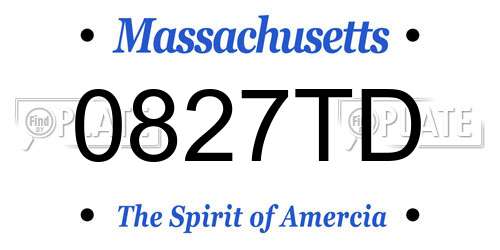 0827TD Massachusetts License Plate