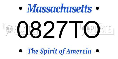 0827TO Massachusetts License Plate