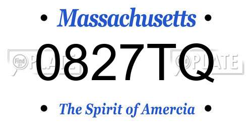 0827TQ Massachusetts License Plate