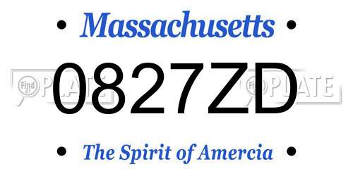 0827ZD Massachusetts License Plate