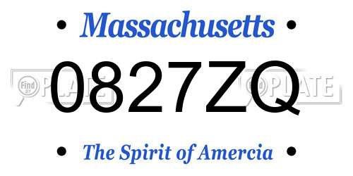 0827ZQ Massachusetts License Plate