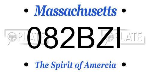 082BZI Massachusetts License Plate