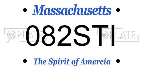 082STI Massachusetts License Plate