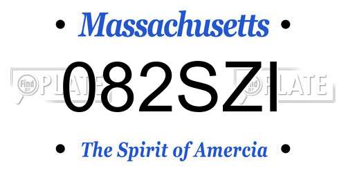 082SZI Massachusetts License Plate