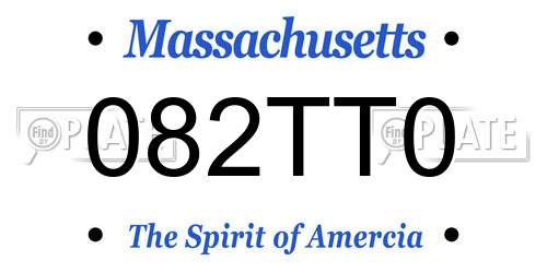 082TT0 Massachusetts License Plate