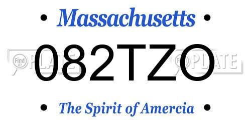 082TZO Massachusetts License Plate