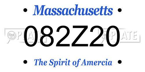 082Z20 Massachusetts License Plate