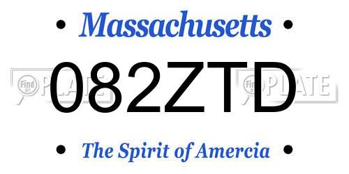 082ZTD Massachusetts License Plate