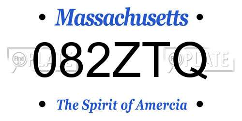 082ZTQ Massachusetts License Plate