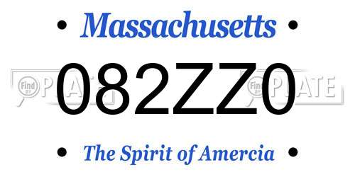082ZZ0 Massachusetts License Plate