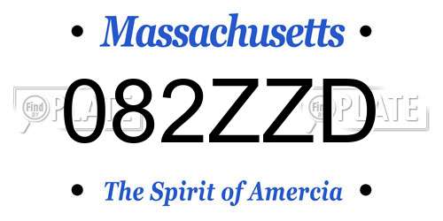 082ZZD Massachusetts License Plate