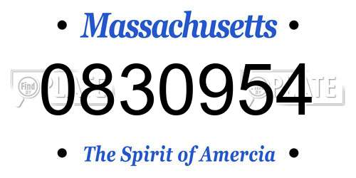 0830954 Massachusetts License Plate
