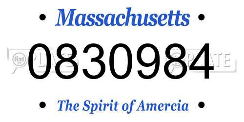 0830984 Massachusetts License Plate