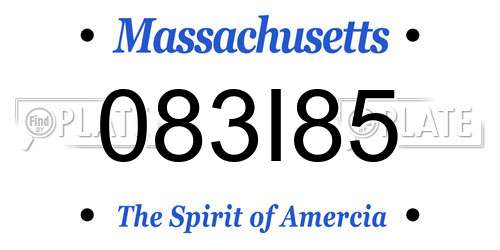 083I85 Massachusetts License Plate