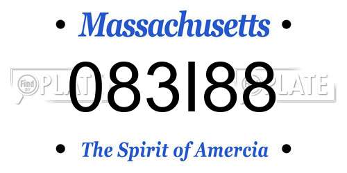 083I88 Massachusetts License Plate