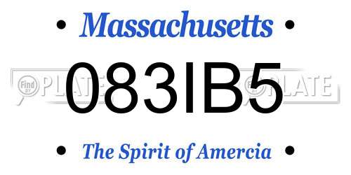 083IB5 Massachusetts License Plate