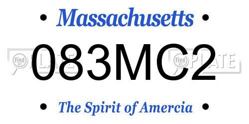 083MC2 Massachusetts License Plate