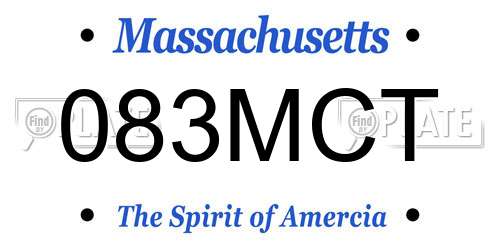 083MCT Massachusetts License Plate