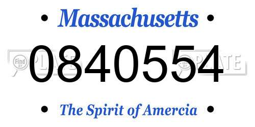 0840554 Massachusetts License Plate