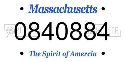 0840884 Massachusetts License Plate