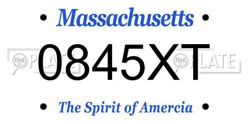 0845XT Massachusetts License Plate