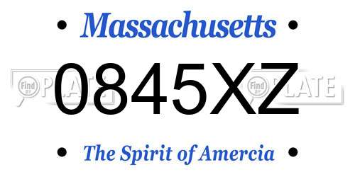 0845XZ Massachusetts License Plate