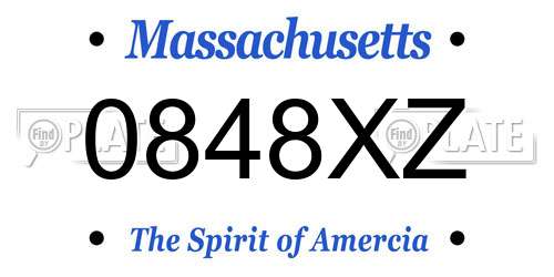 0848XZ Massachusetts License Plate