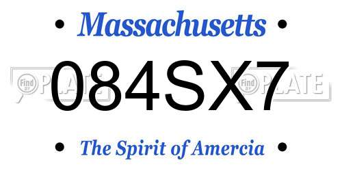 084SX7 Massachusetts License Plate