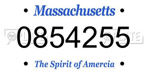 0854255 Massachusetts License Plate