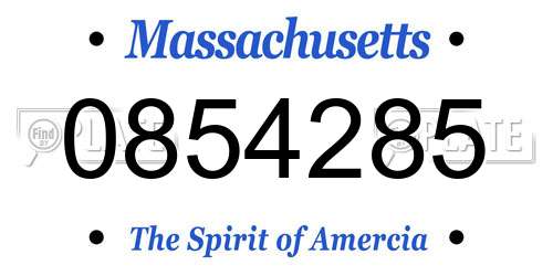 0854285 Massachusetts License Plate