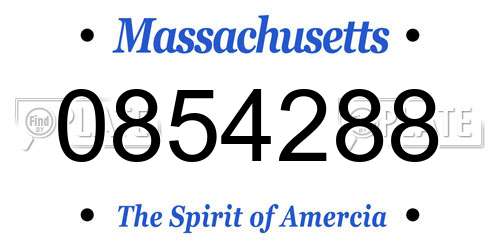 0854288 Massachusetts License Plate