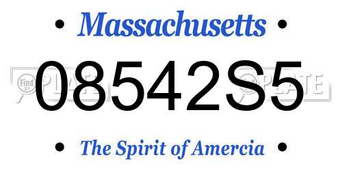 08542S5 Massachusetts License Plate