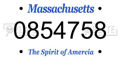 0854758 Massachusetts License Plate