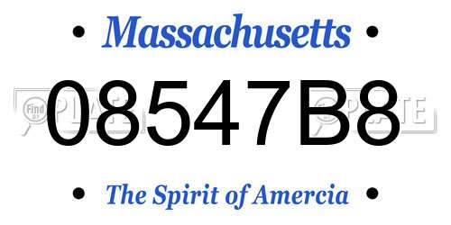 08547B8 Massachusetts License Plate