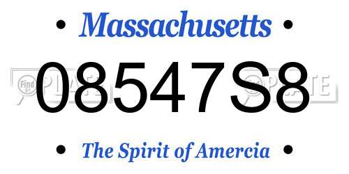 08547S8 Massachusetts License Plate