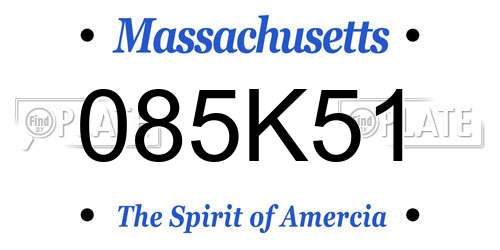 085K51 Massachusetts License Plate