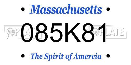 085K81 Massachusetts License Plate