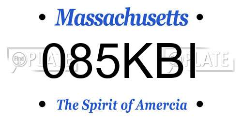 085KBI Massachusetts License Plate