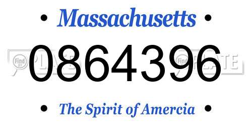 0864396 Massachusetts License Plate