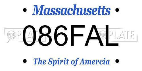 086FAL Massachusetts License Plate