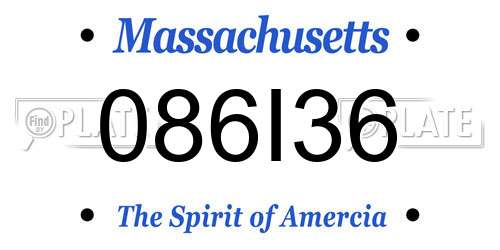 086I36 Massachusetts License Plate