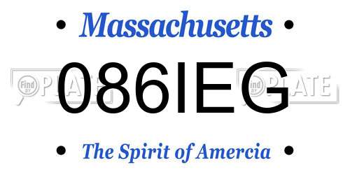 086IEG Massachusetts License Plate