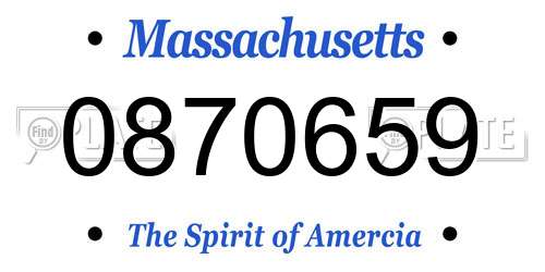 0870659 Massachusetts License Plate