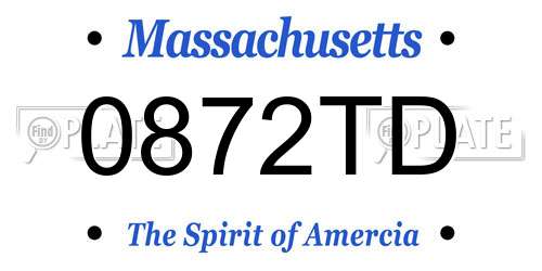 0872TD Massachusetts License Plate