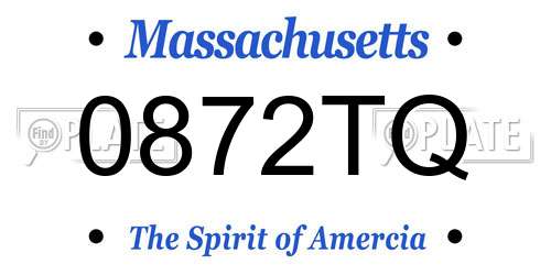 0872TQ Massachusetts License Plate