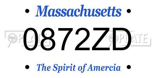 0872ZD Massachusetts License Plate