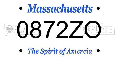 0872ZO Massachusetts License Plate