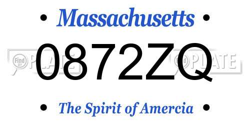 0872ZQ Massachusetts License Plate