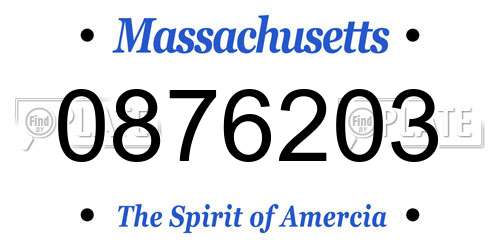 0876203 Massachusetts License Plate
