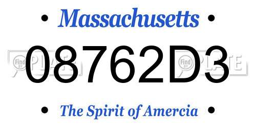 08762D3 Massachusetts License Plate